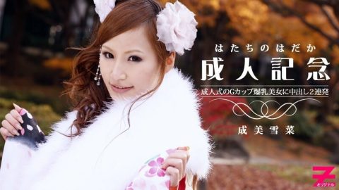 HEYZO-0223 G罩杯巨乳美人成年纪念日射精液2发！ ～我的衣服都乱了……～ – 成美雪菜